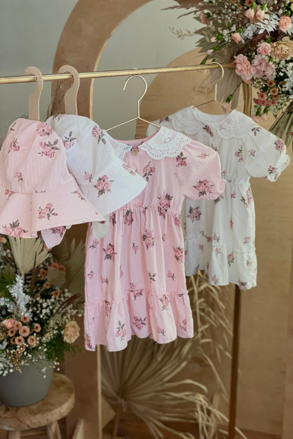 Jamiks "Melodie" Ivory & Pink Vintage Floral Dress - Millie and John