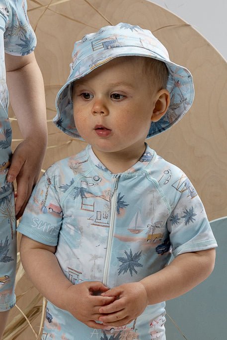 Jamiks "Merrick" Mint Beach Print Sun Hat - Millie and John