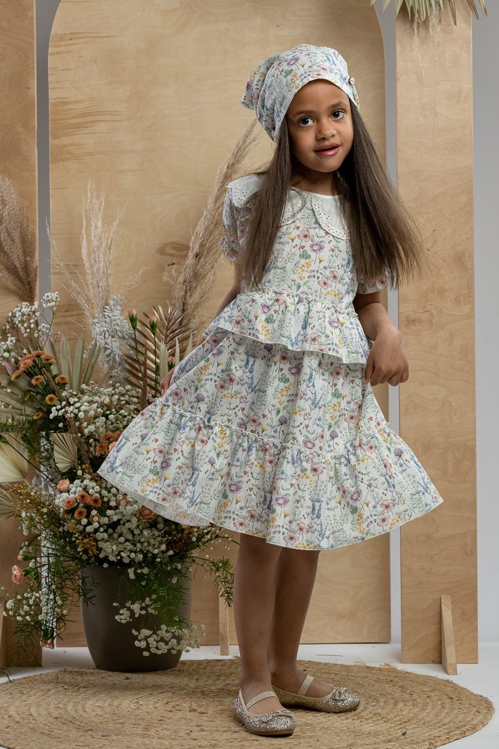 Jamiks "Novella" Sage Green Watercolour Floral Dress - Millie and John