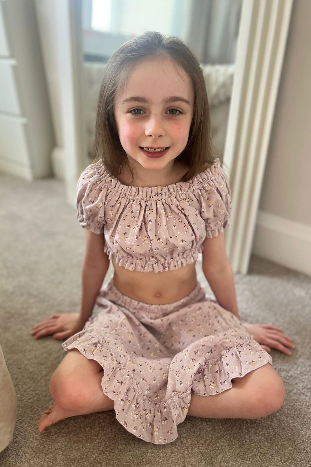 Jamiks "Ophelie" Lavender & Lemon Floral Bardot Top & Skirt - Millie and John