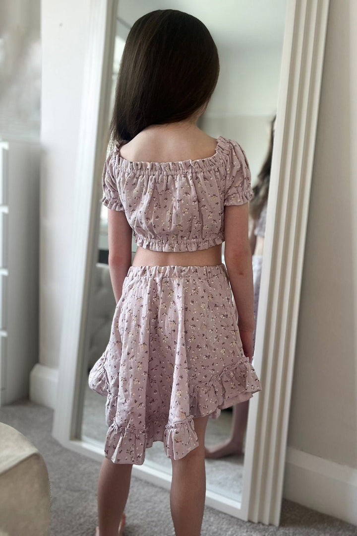 Jamiks "Ophelie" Lavender & Lemon Floral Bardot Top & Skirt - Millie and John