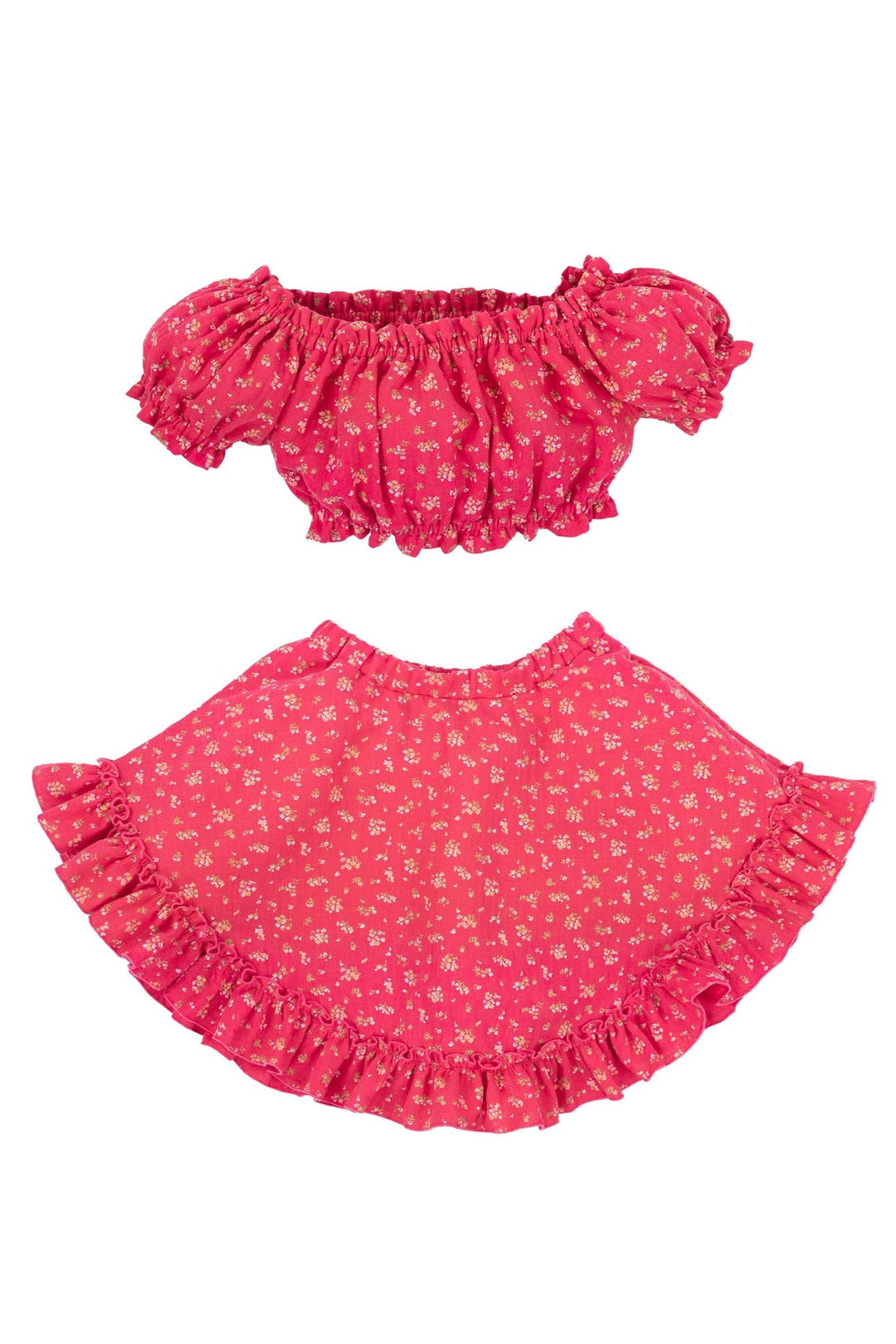 Jamiks "Ophelie" Red Floral Bardot Top & Skirt - Millie and John