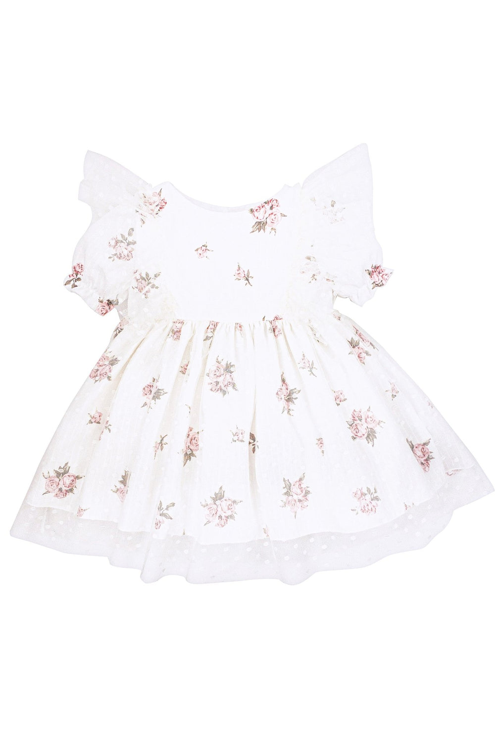 Jamiks "Pernille" Ivory & Pink Vintage Floral Tulle Dress - Millie and John