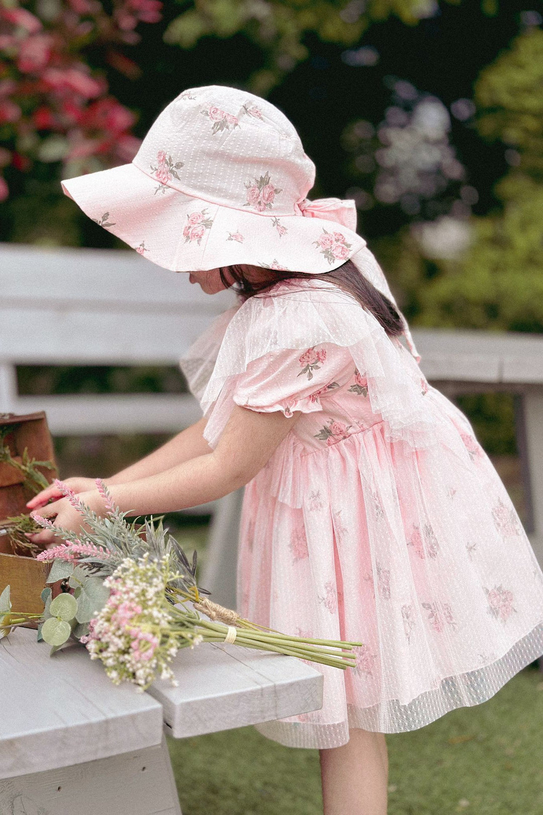Jamiks "Pernille" Pink Vintage Floral Tulle Dress - Millie and John
