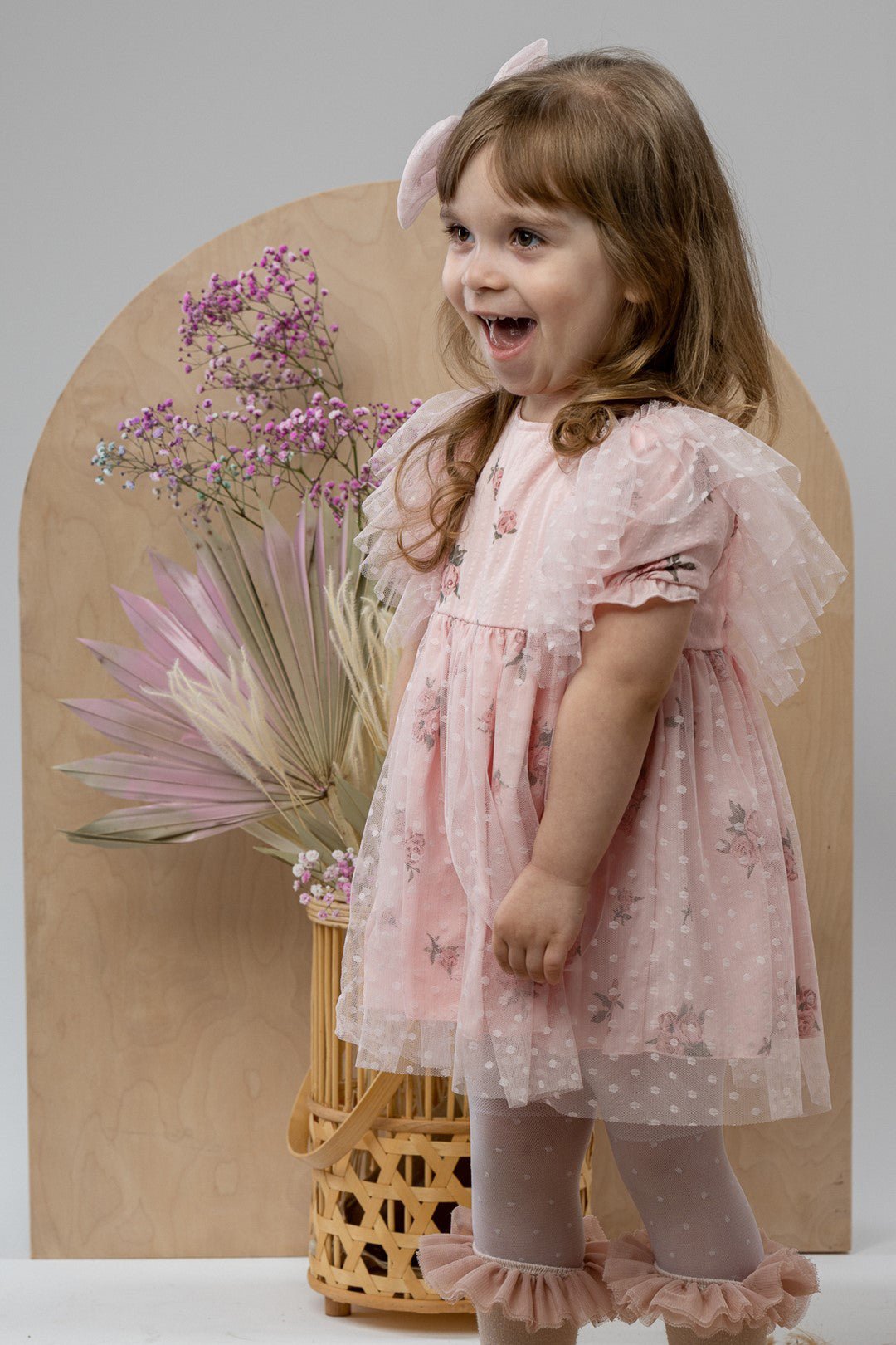 Jamiks "Pernille" Pink Vintage Floral Tulle Dress - Millie and John