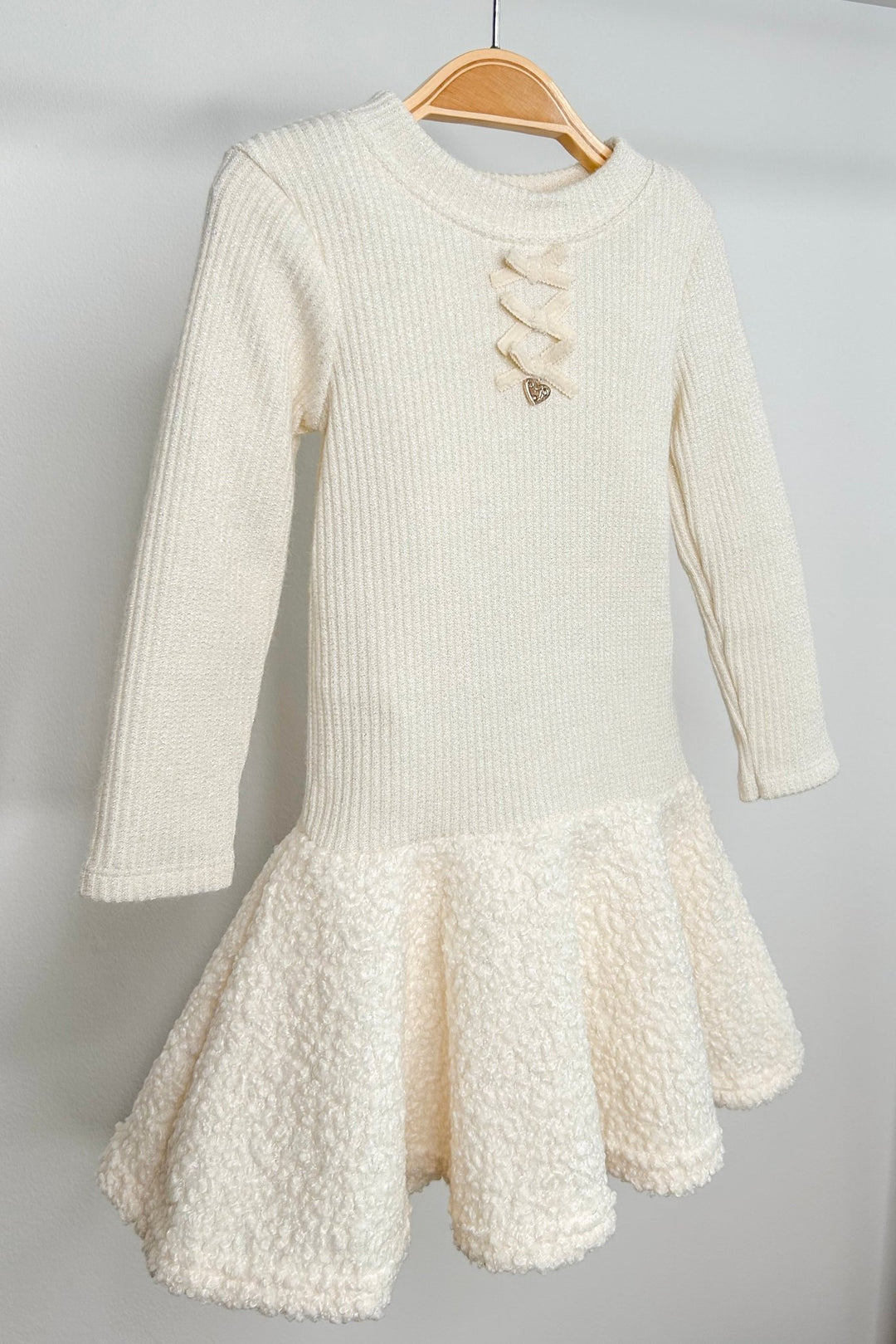 Jamiks "Sien" Sparkly Ecru Bouclé Drop Waist Dress - Millie and John