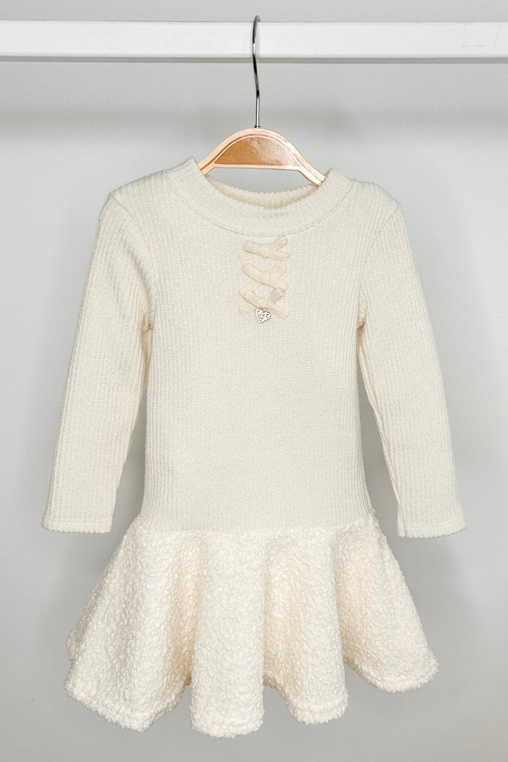 Jamiks "Sien" Sparkly Ecru Bouclé Drop Waist Dress - Millie and John