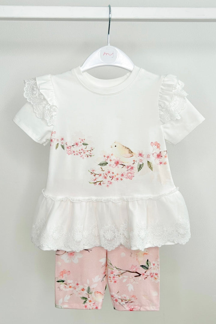 Jamiks "Soraya" Ivory & Pale Pink Floral Lace Top & Biker Shorts - Millie and John