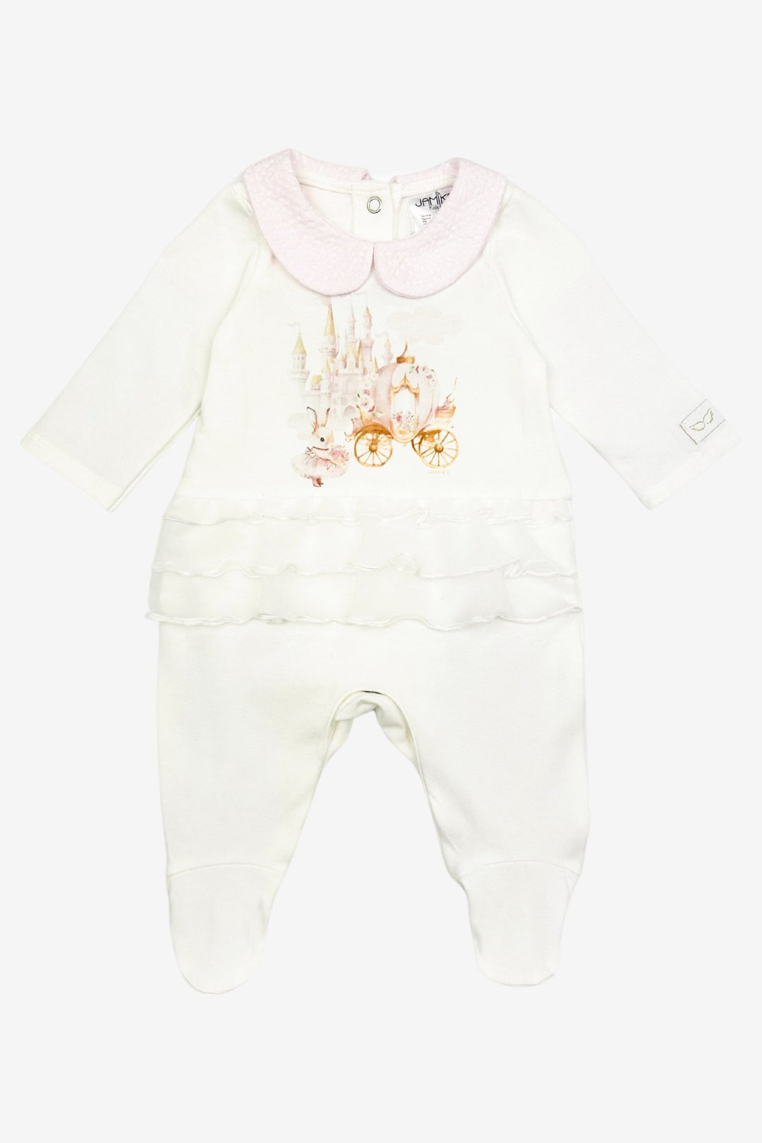Jamiks "Thalia" Ivory & Pink Fairytale Bunny Organza Sleepsuit - Millie and John