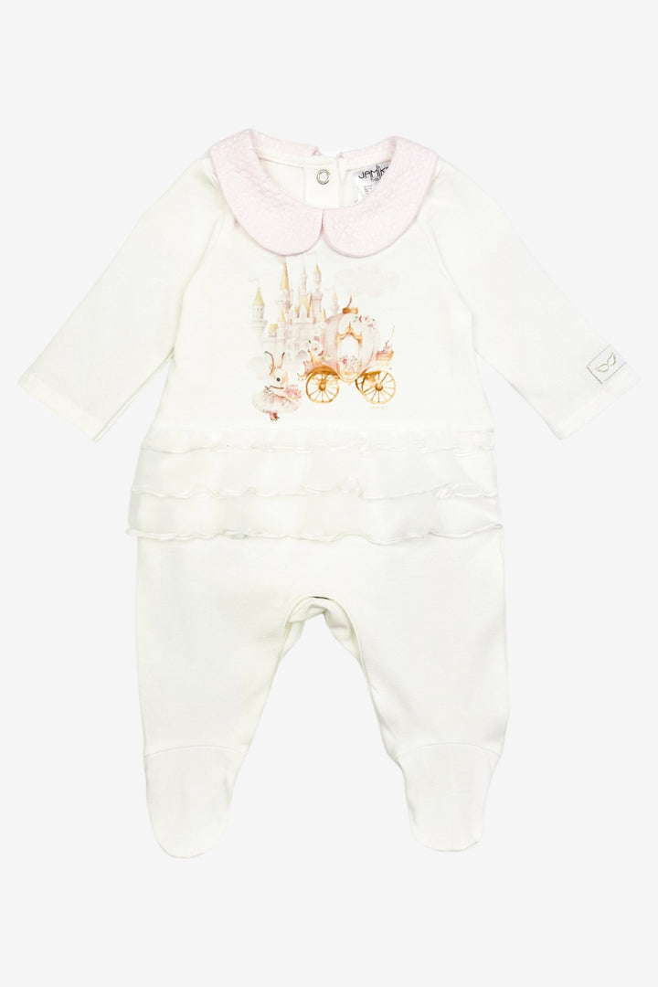 Jamiks "Thalia" Ivory & Pink Fairytale Bunny Organza Sleepsuit - Millie and John