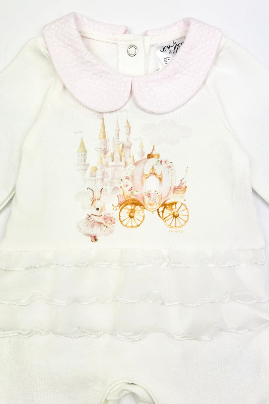 Jamiks "Thalia" Ivory & Pink Fairytale Bunny Organza Sleepsuit - Millie and John