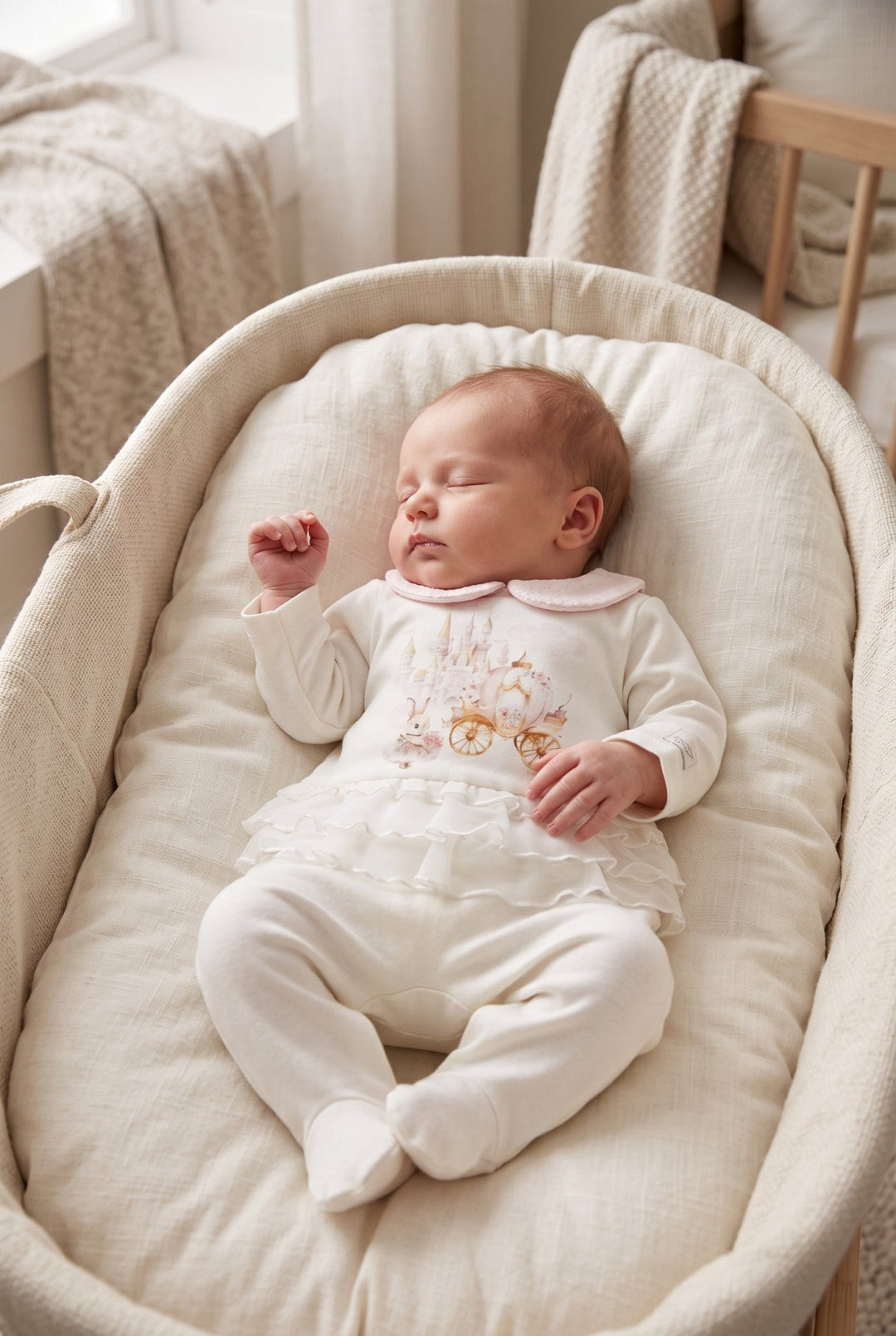 Jamiks "Thalia" Ivory & Pink Fairytale Bunny Organza Sleepsuit - Millie and John