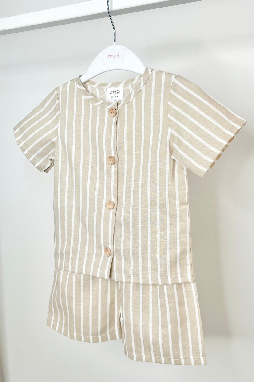 Jamiks "Zuri" Beige Striped Short & Shorts - Millie and John