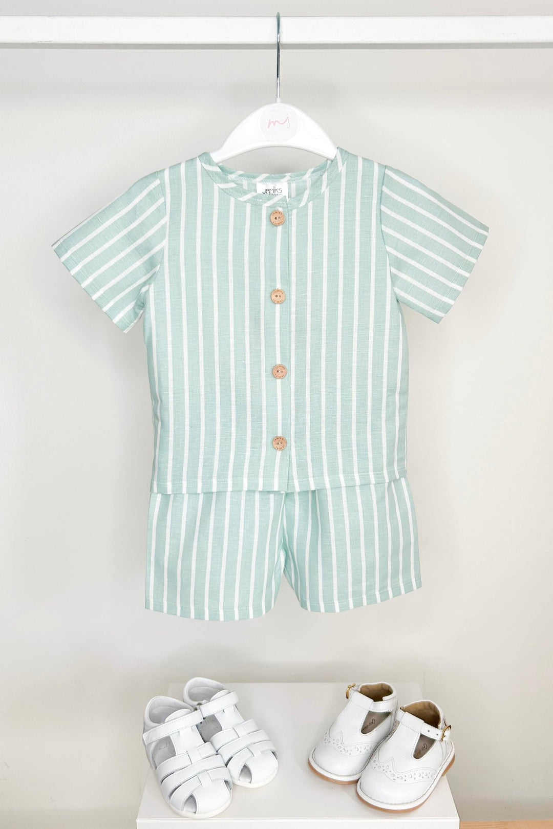 Jamiks "Zuri" Mint Striped Short & Shorts - Millie and John