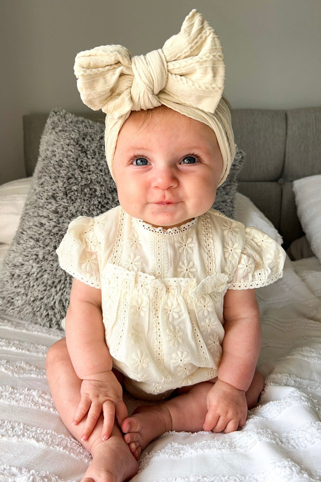 José Varón "Isa" Cream Lace Romper - Millie and John