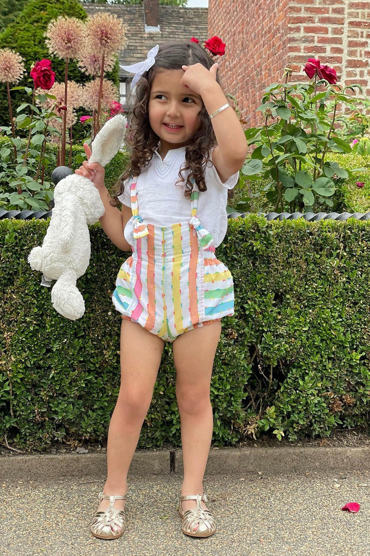 José Varón "Maddox" Multicoloured Striped Shirt & Dungaree Romper - Millie and John