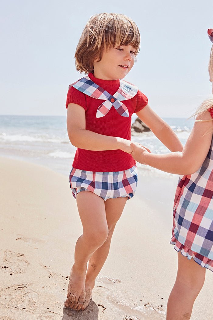 Juliana "Benedict" Red Knit Sailor Top & Jam Pants - Millie and John