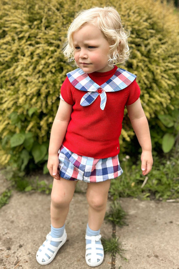 Juliana "Benedict" Red Knit Sailor Top & Jam Pants - Millie and John