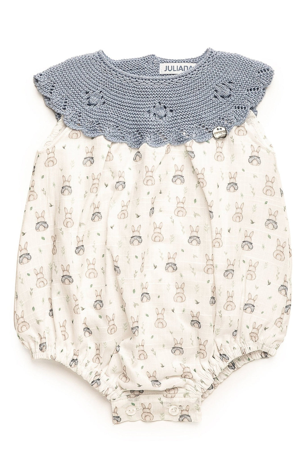 Juliana "Chase" Sky Blue Half Knit Bunny Shortie - Millie and John