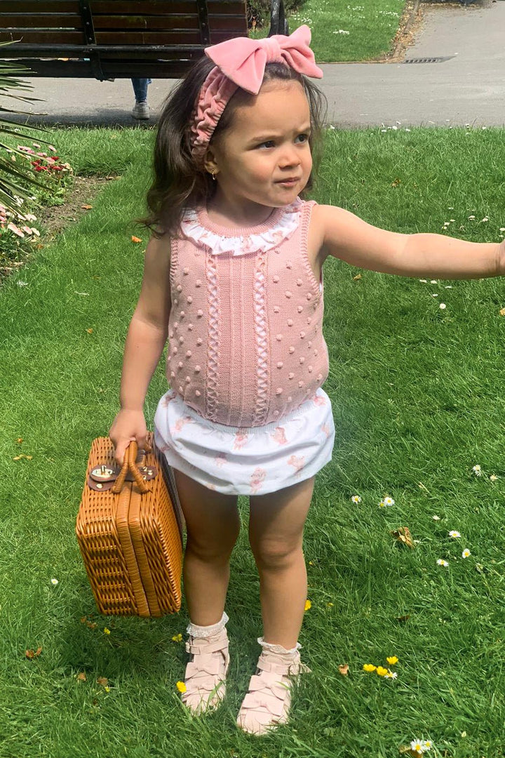 Juliana "Dorothy" Dusky Pink Ballerina Mouse Knit Top & Bloomers - Millie and John