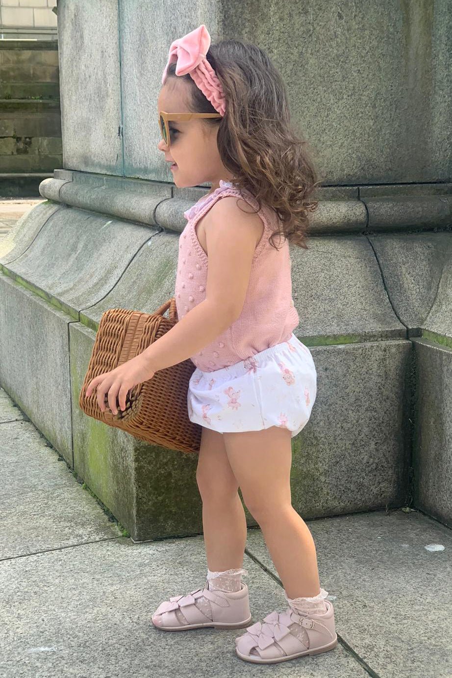 Juliana "Dorothy" Dusky Pink Ballerina Mouse Knit Top & Bloomers - Millie and John