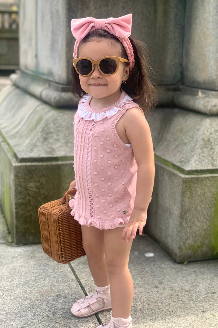 Juliana "Dorothy" Dusky Pink Ballerina Mouse Knit Top & Bloomers - Millie and John