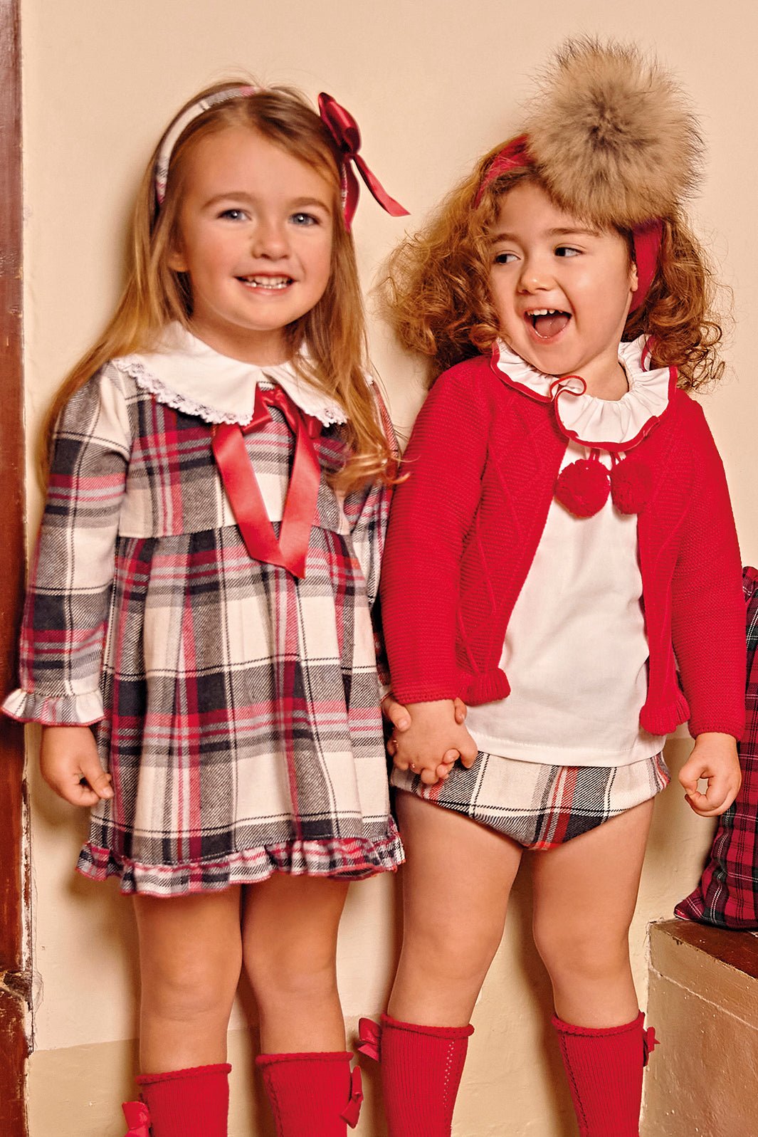 Juliana "Ines" Grey & Red Tartan Dress - Millie and John