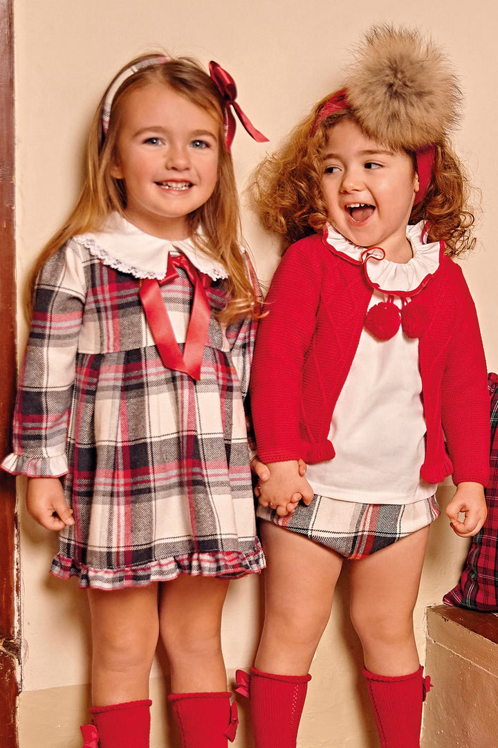 Juliana "Ines" Grey & Red Tartan Dress - Millie and John