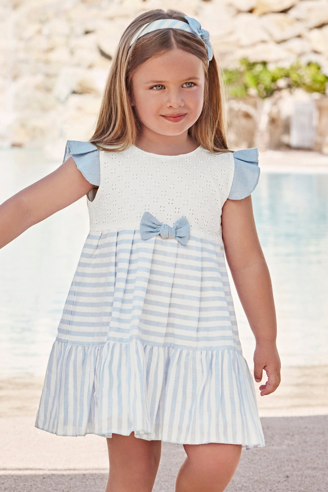 Juliana "Lacy" Sky Blue Striped Dress - Millie and John