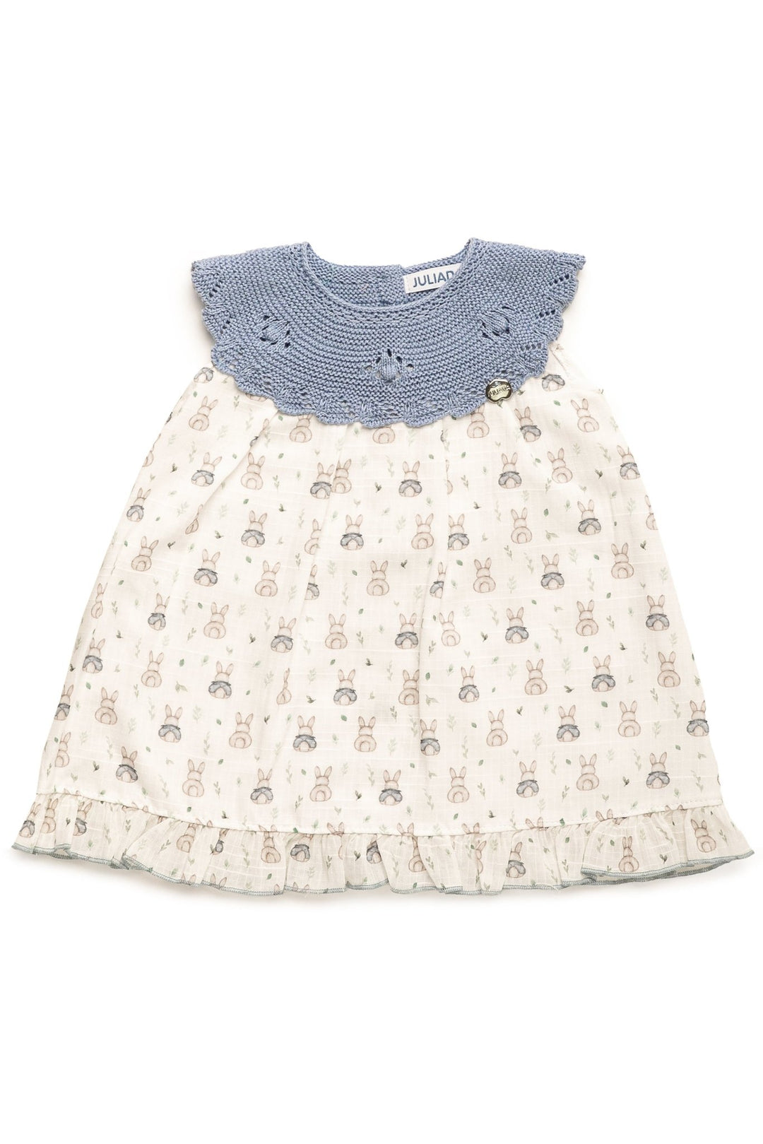 Juliana "Mae" Sky Blue Half Knit Bunny Dress - Millie and John