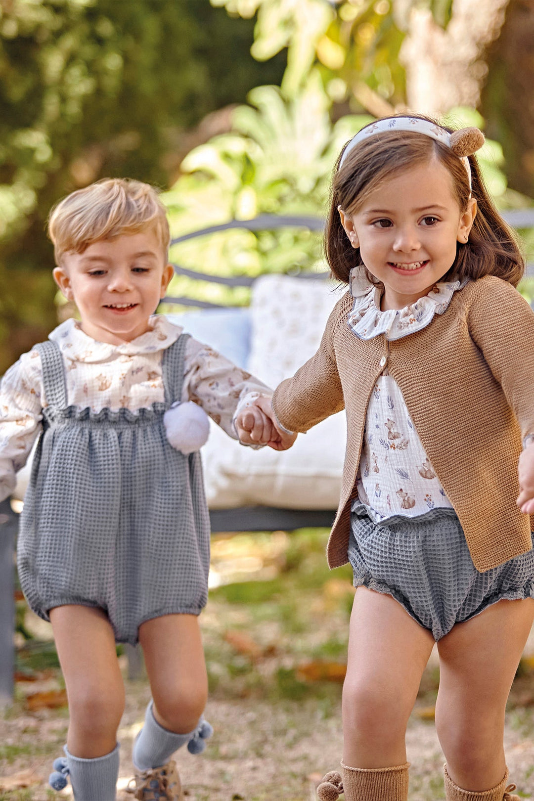 Juliana "Phoenix" Fox Print Shirt & Dusky Blue Romper - Millie and John