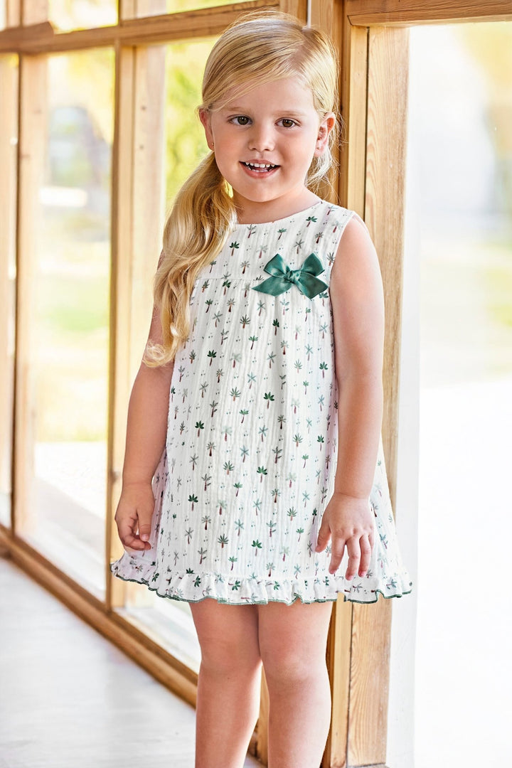 Juliana "Savannah" Leaf Green Palm Tree Dress - Millie and John