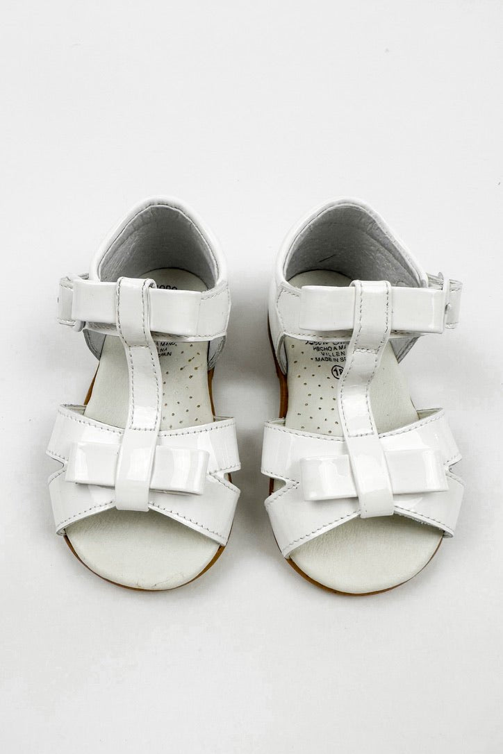 León Shoes X M&J "Gabriela" White Patent Leather Sandals (UK 2 - 8.5) - Millie and John