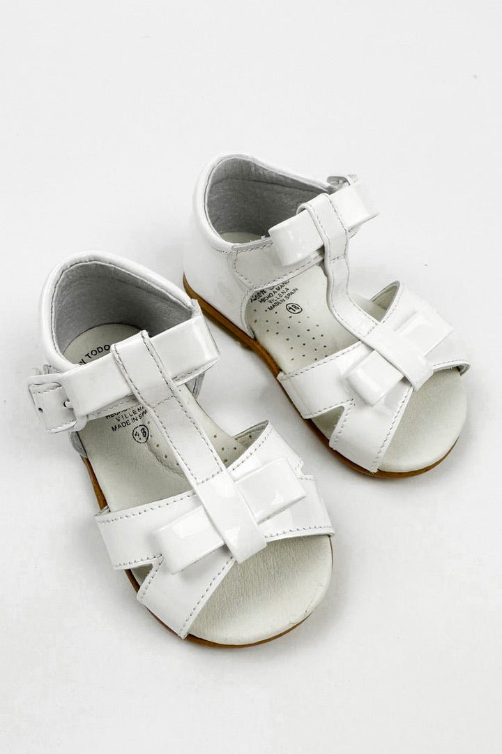 León Shoes X M&J "Gabriela" White Patent Leather Sandals (UK 2 - 8.5) - Millie and John