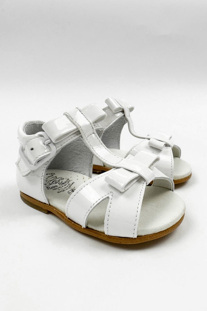 León Shoes X M&J "Gabriela" White Patent Leather Sandals (UK 2 - 8.5) - Millie and John