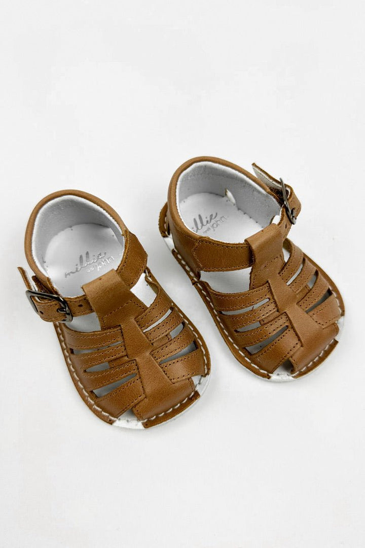 León Shoes X M&J "Luis" Brown Leather Sandals - Millie and John