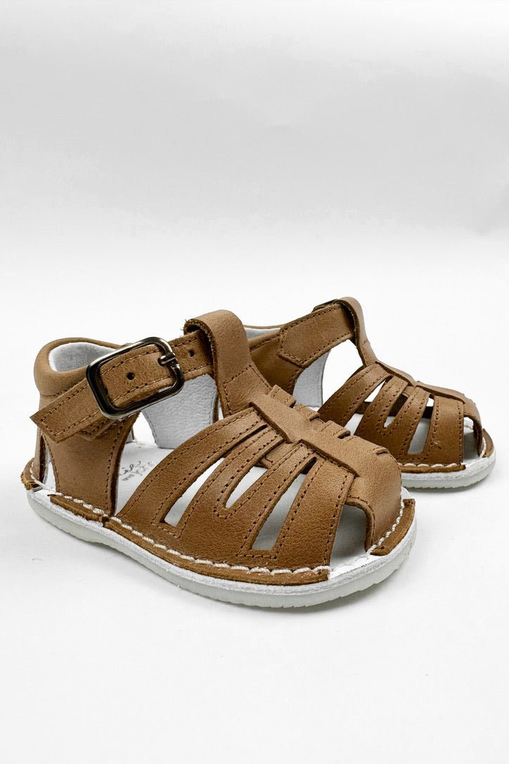 León Shoes X M&J "Luis" Brown Leather Sandals - Millie and John