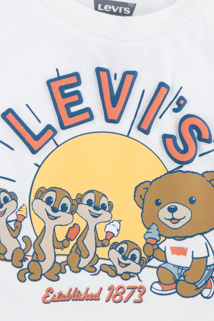 Levi's® Bright White Teddy & Meerkats T-Shirt & Shorts - Millie and John