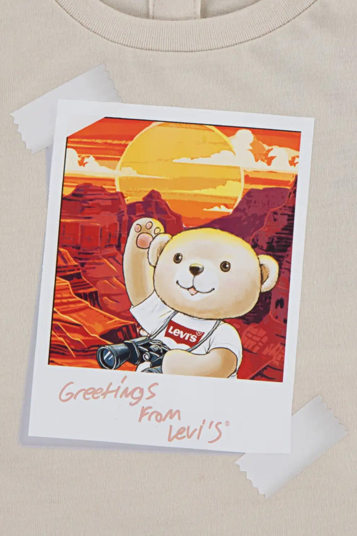 Levi's® Oatmeal Adventure Teddy Polaroid T-Shirt & Shorts - Millie and John