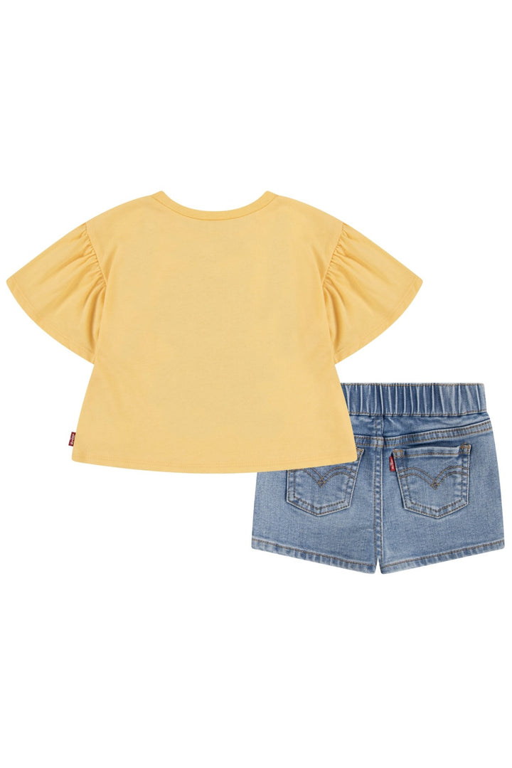 Levi's® Sunshine Yellow Bear T-Shirt & Denim Shorts - Millie and John