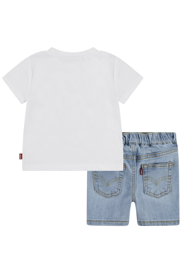 Levi's® White Sailor Bear T-Shirt & Denim Shorts - Millie and John