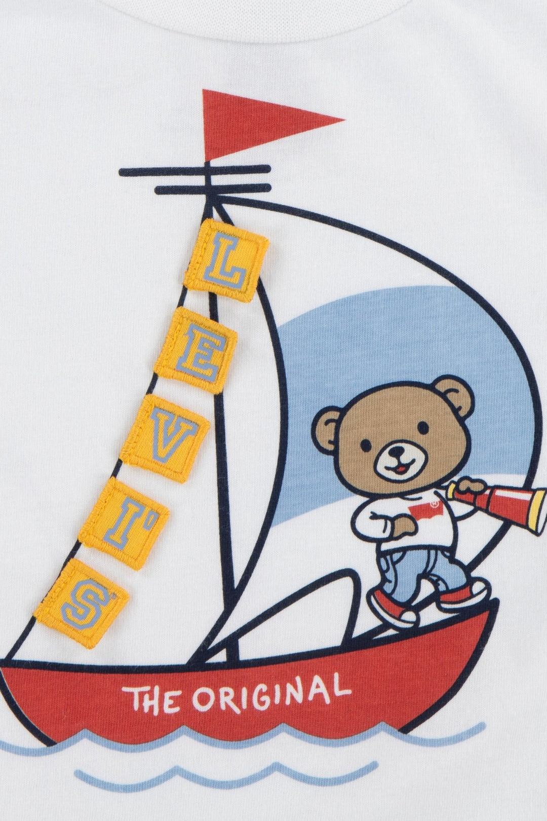 Levi's® White Sailor Bear T-Shirt & Denim Shorts - Millie and John