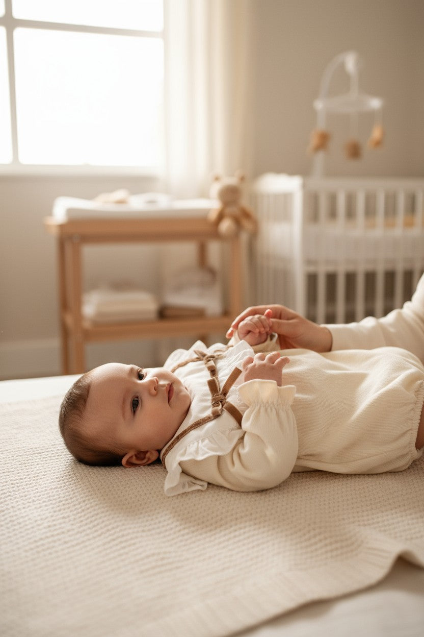 "Olivia" Cream Cord Romper
