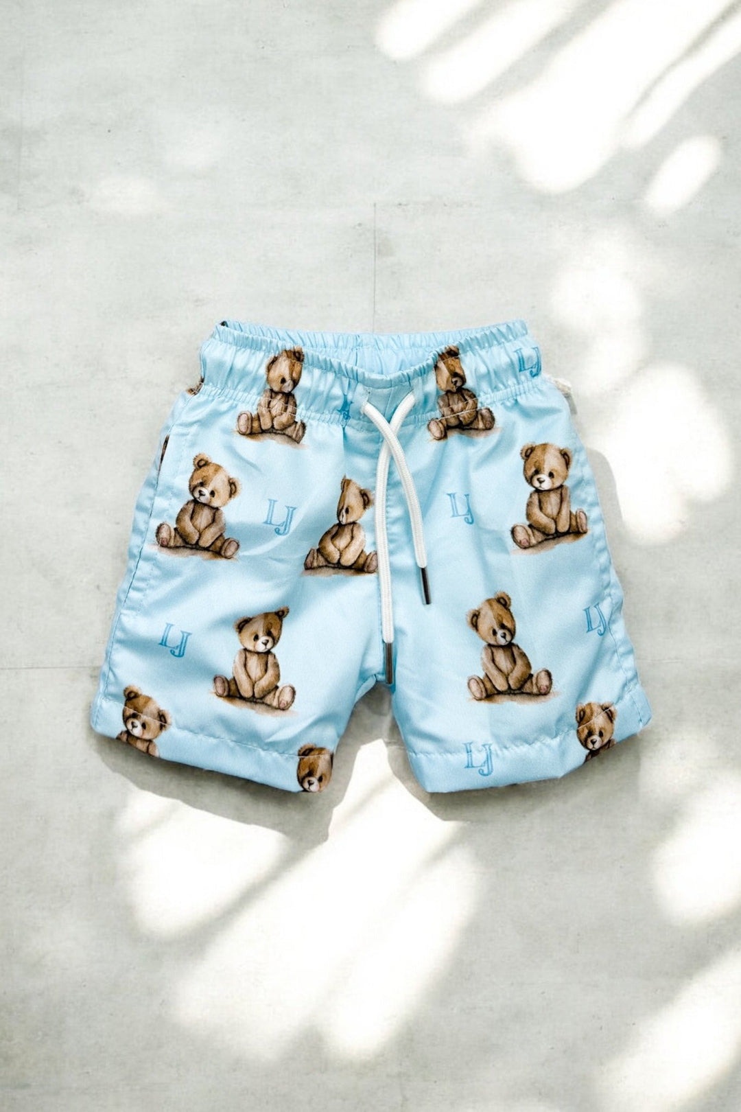 Little Journeys "Milo" Baby Blue Teddy Print Shorts - Millie and John