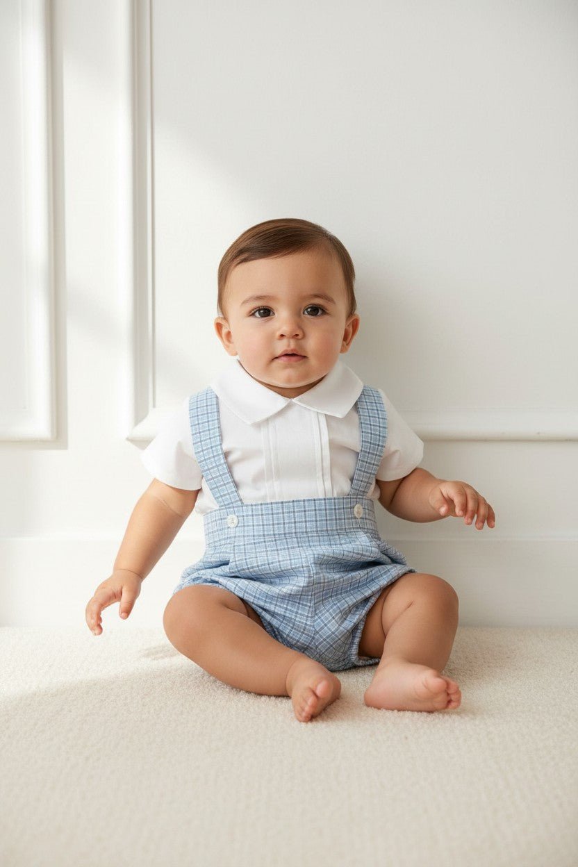 Little Nosh "Luke" Shirt &amp; Blue Checked Jam Pants - Millie and John
