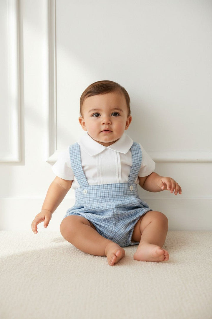 Little Nosh "Luke" Shirt &amp; Blue Checked Jam Pants - Millie and John