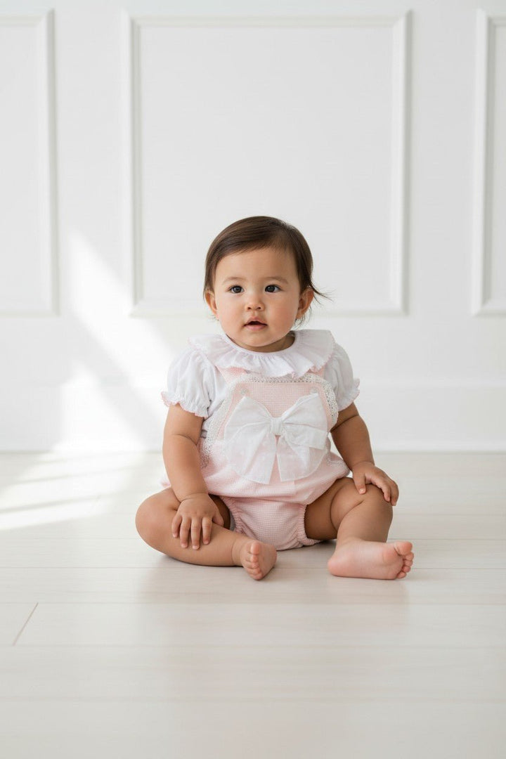 Little Nosh "Maisie" Pink Dungaree Romper Set - Millie and John