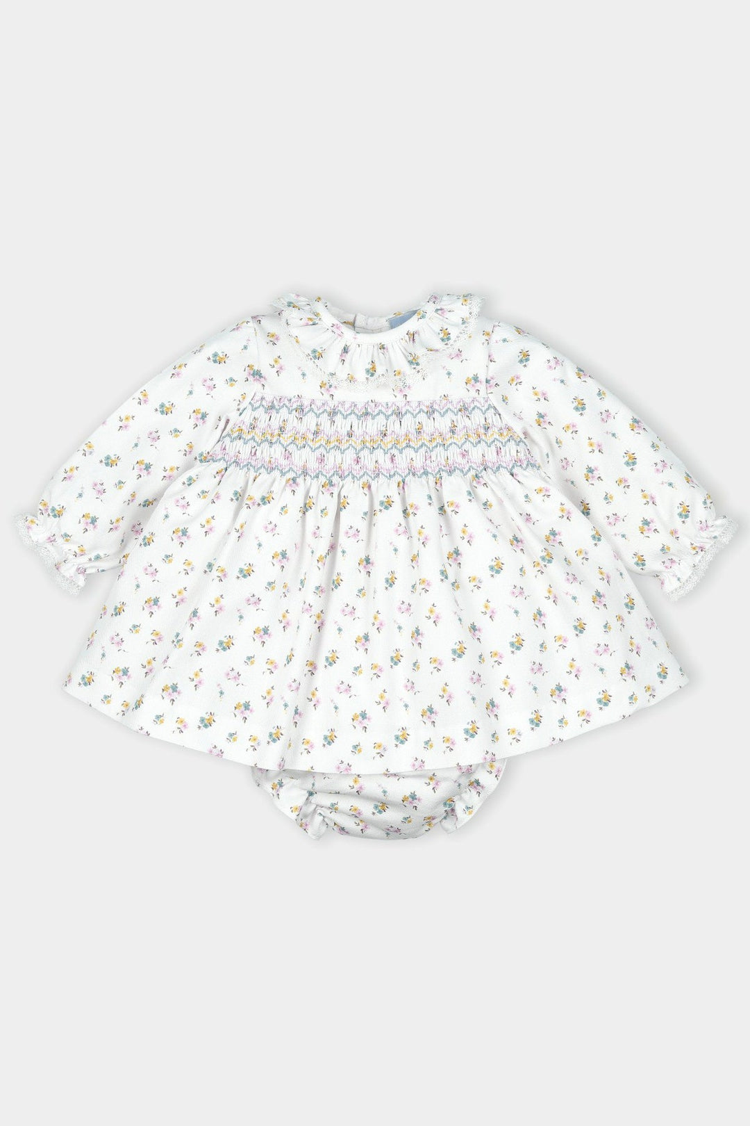 Mac Ilusión "Agatha" Lilac Floral Smocked Dress & Bloomers - Millie and John