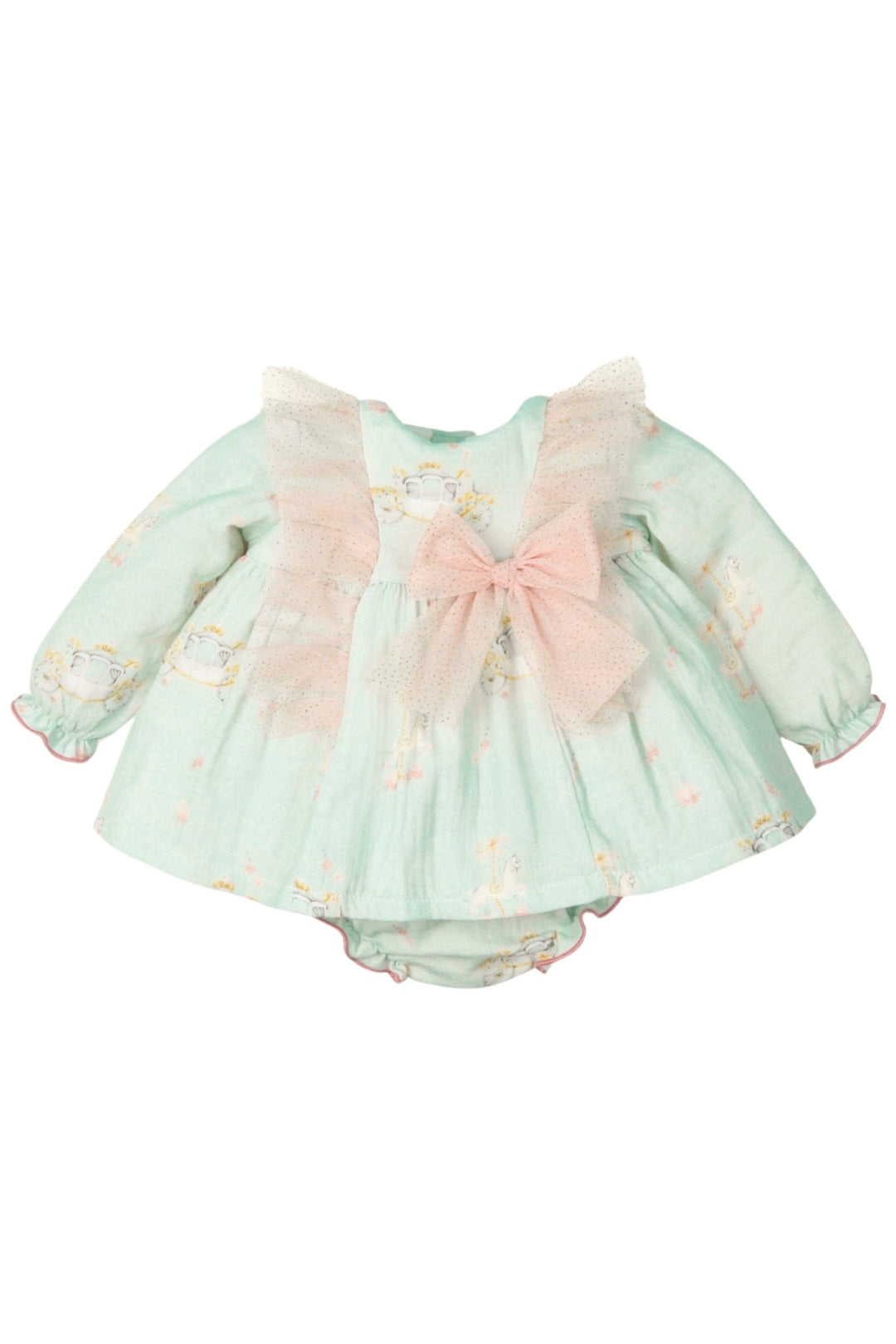 Mac Ilusión "Alessia" Mint Carousel Pony Dress & Bloomers - Millie and John