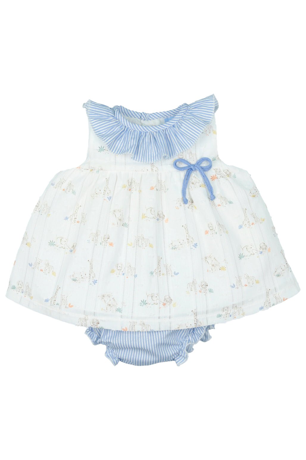 Mac Ilusión "April" Dusky Blue Safari Dress & Bloomers - Millie and John